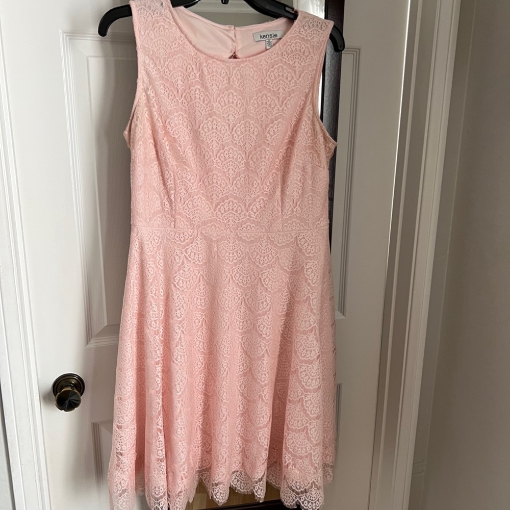 Kensie Fan Lace Fit & Flare Dress